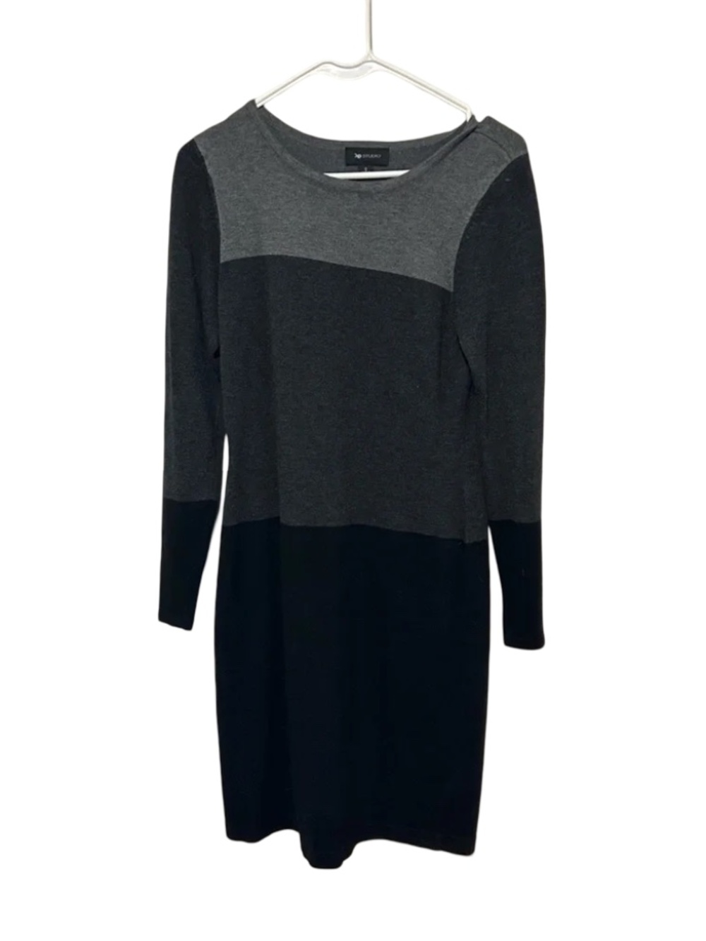 AB Studio Gray Colorblock Knit Sweater Dress Size Small